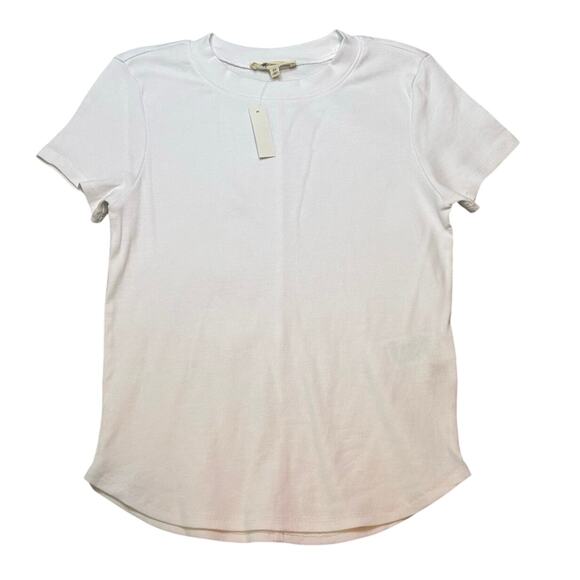 Madewell White Ribbed Cotton Crewneck Tee XS NWT Slim Fit Classic Top - Picture 6 of 9